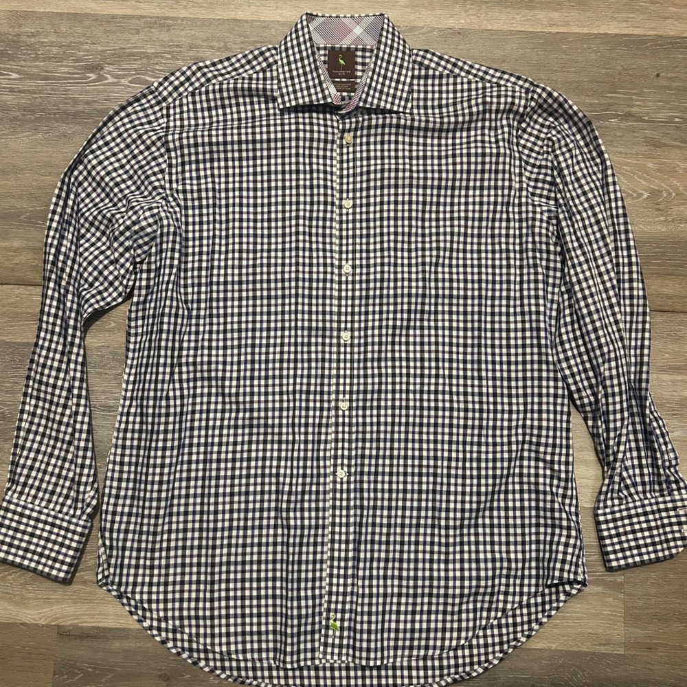 Tailorbyrd Checkered‎ Button Up Long Sleeve Dress Shirt XL